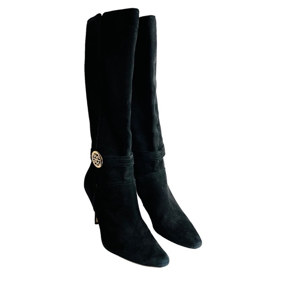 Anne‎ Klein Black Suede Leather Heeled Boots Women's Size 8M - Picture 5 of 10